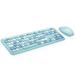 Mofii 666 Keyboard Combo Wireless 2.4G Mixed Color 110 Key Keyboard Set with Round Punk Keycaps for Girl Blue