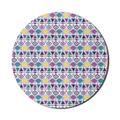 Tribal Mouse Pad for Computers Sketchy Pattern of Colorful Classic Tents and Other Shapes Old Times Layout Round Non-Slip Thick Rubber Modern Gaming Mousepad 8 Round Multicolor by Ambesonne