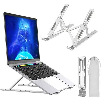 Silver Laptop Stand Aluminum Laptop Riser Foldable Tablet Desktop Holder Compatible with MacBook Air Pro HP Auswaur Multi-Angle Adjustable Portable Computer Stand More 10-15.6” Notebooks Dell 