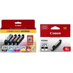 Genuine Canon PGI-270/CLI-271 4-Cartridge Combo Pack (0373C005) + Canon CLI-271 XL High Capacity Black Ink Tank (0336C001)