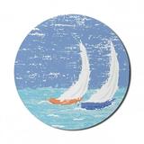 Nautical Mouse Pad for Computers Grunge Style Illustration of 2 Racing Sailboats in a Windy Ocean Water Print Round Non-Slip Thick Rubber Modern Gaming Mousepad 8 Round Pale Blue by Ambesonne