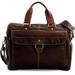 Jack Georges Voyager Hand-Stained Buffalo Leather Top Zip Briefcase w/ Front Flap #7316 (Brown)