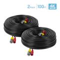 Amcrest 2-Pack 4K Security Camera Cable 100FT BNC Cable Camera Wire CCTV Pre-Made All-in-One Video and Power Cable for Security Camera HDCVI HDTVI Camera Analog DVR (2PACK-SCABLE4K100B-PP)