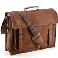 Leather Briefcase for Men and Women 18 inch Handmade Leather Messenger Bag for Laptop Best Computer Satchel School Distressed Bag by Komal s Passion Leather (Single Pocket)