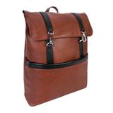 McKlein U Series ELEMENT Pebble Grain Calfskin Leather 17 Leather Two-Tone Flap-Over Laptop & Tablet Backpack Brown (18470)