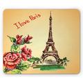 Vintage Mouse Pad Love in Paris Lettering Eiffel Tower Macrame Effect Europe Watercolor Vintage Rectangle Non-Slip Rubber Mousepad Orange Green Red by Ambesonne