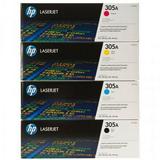 HP 305A (CE410A CE411A CE412A CE413A) Black/Cyan/Magenta/Yellow Original LaserJet Toner Cartridges 4-Color Set