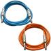 SEISMIC AUDIO - SATRX-6-2 Pack of 6 1/4 TRS Male to 1/4 TRS Male Patch Cables - Balanced - 6 Foot Patch Cord - Blue and Orange