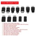 Kritne Mini USB Adapter Pack of 12 Pcs Multiple USB2.0 Adapters Micro/Mini Male Female Converters Connectors