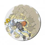 Animal Mouse Pad for Computers Painting Style a Farmville Bighorn Sheep Animal Basketball Player Ilustration Art Round Non-Slip Thick Rubber Modern Mousepad 8 Round Tan and Grey by Ambesonne