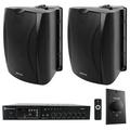 Rockville Commercial Restaurant Amp+2) Black 6.5 Wall Speakers+Wall Controller