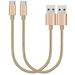 Short Chargers USB Type-C to USB A Fast Charger Cable Cords High Speed Data and Charging Nylon Braided 2-Pack 7-Inch (Gold)