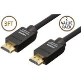 Sanoxy 3ft Premium High Performance HDMI Cable 3ft HDMI to HDMI Gold Plated for 4K TV PS3/PS4 and Xbox 3ft (2X Value Pack)