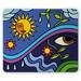 Abstract Mouse Pad Nature Illustration with Sun Sky Flowers and Eye Eco Design Rectangle Non-Slip Rubber Mousepad Multicolor by Ambesonne