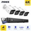 ANNKE 8CH 4K Ultra HD Poe Network Video Security System 8MP H.265+ NVR With 4pcs 8MP 30m EXIR Night Vision Outdoor IP Camera with 1T HDD