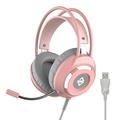 Ajazz AX120 - 7.1 Channel Stereo Gaming Headset Noise Cancelling Over Ear Headphones with Mic Bass Surround Soft Memory Earmuffs 50mm Drivers Pink