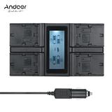 Andoer LP-E6 LP-E6N 4-Channel Digital Battery LCD Display Replacement for 5DII 5DIII 5DS 5DSR 6D 7DII 60D 80D 70D with DC Car