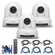 3 x Sony SRG-X400 1080p PTZ Camera with HDMI IP & 3G-SDI Output (White) (SRG-X400/W) + 3 x Ethernet Cable + Cleaning Set + 3 x HDMI Cable - Bundle