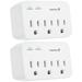 Fosmon 3 Outlet Surge Protector (2 Pack) 1200J Wall Mount Multi Plug Adapter Tap Extender 1875 Watts Portable Travel Size for Indoor Office Dorm Room Essential Grounded ETL Listed