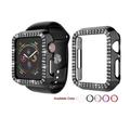 Njjex Cases for Apple Watch Case Series 6 / Series 4 5 44mm PC Plated Hard Bumper Bling Crystal Diamonds Glitter Frame Protective Cover for iWatch SE Series 4 Series 5 44mm -Black