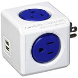 Allocacoc [New Version] Powercube 4 Outlets Dual Usb Port Surge Protector Wall Adapter Power Strip With Resettable Fuse Cobalt Blue Power_Strip