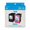 onn. Remanufactured HP 63 Black & Tri-Color Inkjet Cartridges 2-Pack