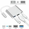 USB C to HDMI Adapter USB Type C Adapter Multiport AV Converter with 4K HDMI Output USB 3.0 Port and USB-C Charging Port Compatible Chromebook/MacBook/iMac/Samsung/Projector/Monitor (Silver)