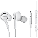 OEM InEar Earbuds Stereo Headphones for Lenovo Tab 4 10 Plus Plus Cable - Designed by AKG - with Microphone and Volume Buttons (White)