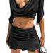 Women Ruched Ruffle Skirt Solid Stretch Pleated Mini Skirt Tennis Skirt for Girls