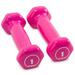 Brybelly Vinyl Hex 1 LB Weights Hand Weights Dumbbells Set Free Weights