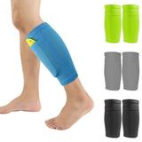 Yesbay 1 Pair Adult Kids Soccer Protective Leg Sleeves Calf Support Socks Shin Guard Green M