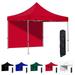 Red 10x10 Instant Canopy Tent and Side Wall - Commercial-Grade Aluminum Frame - Water Resistant Canopy Top and Sidewall - Includes Wheeled Canopy Bag and Stake Kit (5 Color Options)