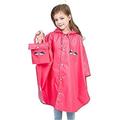 Kids Poncho Hooded Raincoat Durable Waterproof Portable Rain Cape for Boys Girls Rose L