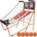 Deco Home Arcade Basketball Game with Dual Rim Backboard includes Electronic Tracking LED Scoreboard with 8 Game Modes for 1-4 Players 5 Game Balls Air Pump Folding Assembly for Easy Storage