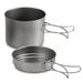 1100ML / 1600ML Titanium Pot Pan Set Super Lightweight Camping Cookware Set Portable Cooking Tool with Folding Handle