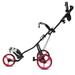 Topbuy 3-Wheel Foldable Push Pull Club Trolley Golf Cart With Seat Scoreboard Bag Red