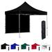 Black 10x10 Instant Canopy Tent and Side Wall - Commercial-Grade Aluminum Frame - Water Resistant Canopy Top and Sidewall - Includes Wheeled Canopy Bag and Stake Kit (5 Color Options)