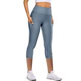 Compression Running Cycling Capri Pants for Women Lady Gym Workout Opaque Legging High Waisted Yoga Tights with Pockets