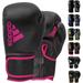 Adidas Hybrid 80 Boxing Gloves pair set - Training Gloves for Kickboxing - Sparring Gloves for Men Women and Kids - Blac/Pink 8oz