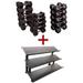 French Fitness Rubber Hex Dumbbell Set 5 to 75 lbs w/3 Tier Dumbbell Rack (New)