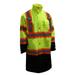 RK Safety RC-CLA3-TLM66 Class 3 Rainwear Reflective Hi-Viz Black Bottom Long Rain Coat with X pattern (Extra Large Lime)