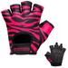 Contraband Pink Label 5277 Womens Design Series Zebra Print Lifting Gloves (Pair) - Lightweight Vegan Medium Padded Microfiber Amara Leather w/Griplock Silicone (Black/Pink Large)