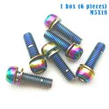 6Pcs/set Steel Bicycle Screws Bolts with Washer M5 x 18mm Rainbow Golden Color for Bicycle Stems Handlebar Water Bottle Cage New