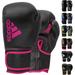 Adidas Boxing Gloves Hybrid 80 for Boxing Kickboxing MMA Bag Training Fitness Boxing Gloves for Men Women and Kids Weight 10 Oz. Black Shock Pink