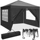 SANOPY 10 x 10 EZ Pop Up Canopy Tent Portable Outdoor Party Canopy Instant Folding Commercial Canopy Height Adjustable for Party Beach Backyard with Carry Bag & 4 Removable Sidewalls Black