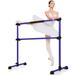 Goplus Portable Ballet Barre 4ft Freestanding Adjustable Double Dance Bar Purple