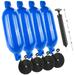 Five Oceans 4-Pack Boat Fenders - 6.5 x 23-Inch Blue - Boat Bumpers for Docking - 4 Ropes Lines 3/8-Inch x 5-Ft - Inflator Pump and 4 Needles for Pontoon Fishing Bass Sport Boats Sailboats - FO4542