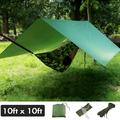 IC ICLOVER Sun Shelter Rain Fly Poly Tarp Camping Tent Cover Awning Waterproof for Hammock - Green