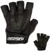 Contraband Black Label 5150 Mens Pro Leather Fingerless Weight Lifting Gloves - Durable Light - Medium Padded Split Leather Gym Gloves - Perfect Classic Lifting Gloves (Pair) (Black XX-Large)