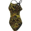 New TYR Women s Heat Wave Cutoutfit Swimsuit Size 30 Black/Grey/Yellow